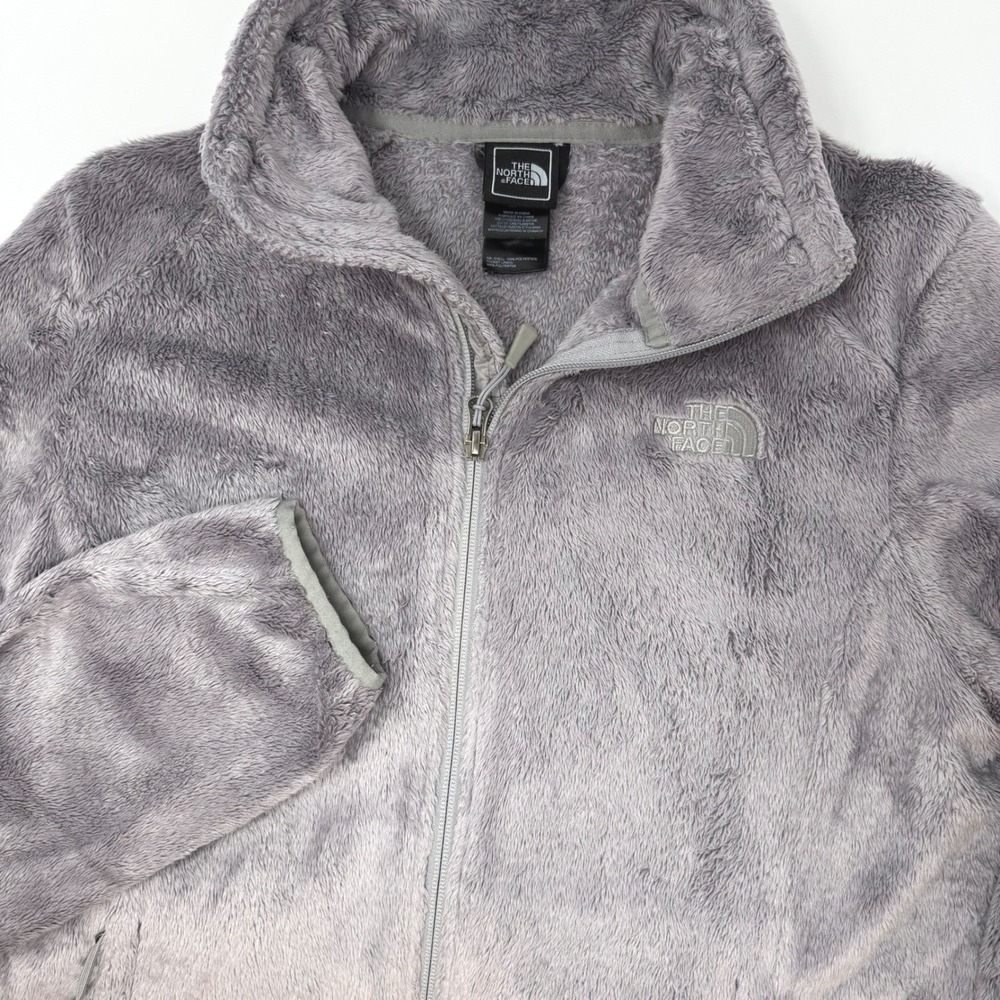 The North Face Osito 2 Grey Full Zip Fleece Jacket Womens Medium Mock Neck Logo